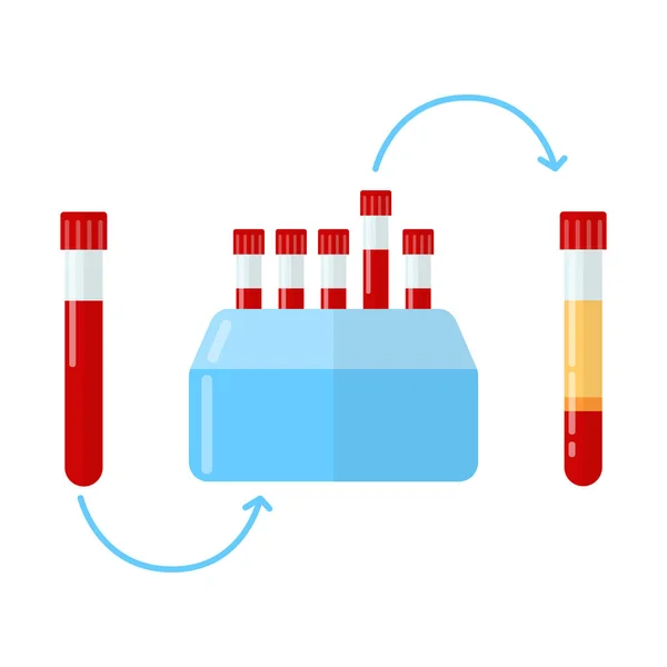 Centrífuga para la fabricación de plasma en odontología, dermatología y mesoterapia. Ilustración vectorial en estilo plano . — Vector de stock