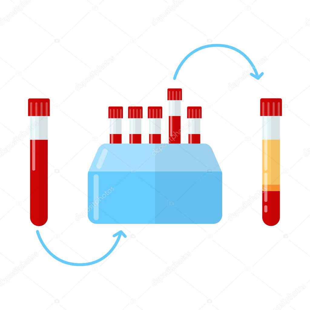 Centrifuge for making plasma in dentistry, dermatology and mesotherapy. Vector illustration in flat style