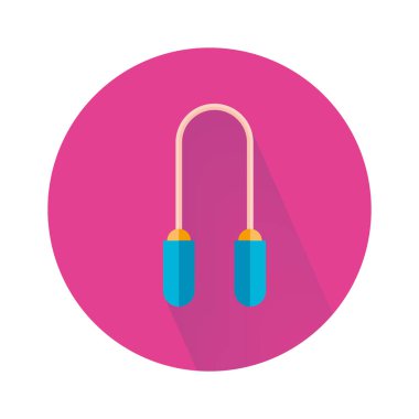 Logo düz stilde ip atlama. Fitness ekipmanları ve fiziksel aktivite kavramı çizimi