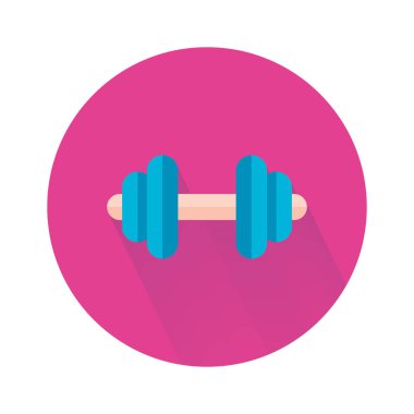 Logo dumbbell düz tarzı. Fiziksel egzersiz, fitness ekipmanları, egzersiz kavramı