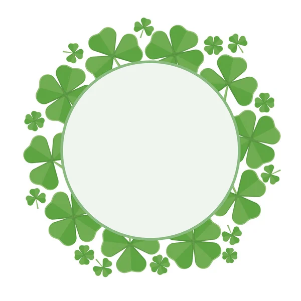 Cadre Rond Chance Feuille Trèfle Joyeuse Saint Patrick Vecteur Style — Image vectorielle