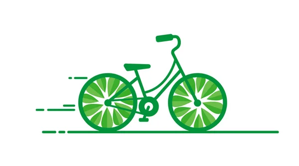 Ekoloji kavramı, Bisiklet Günü, düz tarzda yeşil bisiklet — Stok Vektör