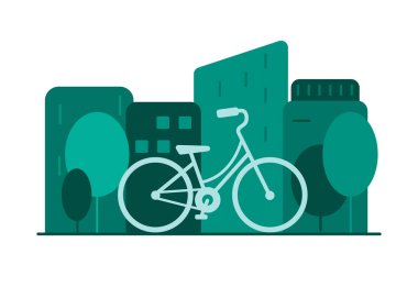 Yeşil enerji konsepti. Büyük bir şehirde bisiklet kiralama.