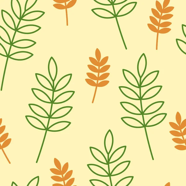 Narancs és zöld levelek vektor varrat nélküli mintázat sárga vissza — Stock Vector