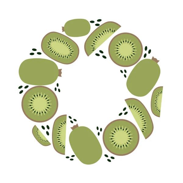 Kiwi-Rahmen, Keto und vegane Ernährung, Trendpflanze, Vektorform in flacher Form — Stockvektor