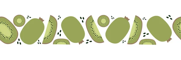 Bandeira sem costura de kiwi, planta da moda, tecido em estilo plano . — Vetor de Stock