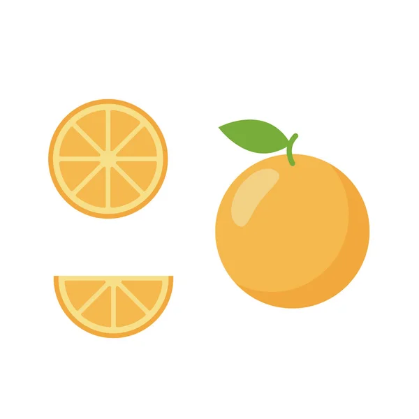 Icône ensemble de fruits orange, illustration vectorielle style plat — Image vectorielle