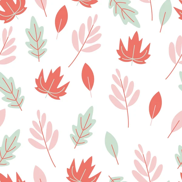 Vector natural seamless pattern of pastel leaves, botanical and — Stock Vector