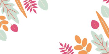 Web ve baskı için renkli yaprakları poster şablonu. Geri backgrou