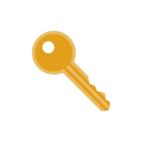 Gold key icon in flat style. Protection, safety, security concep — Stock Vector