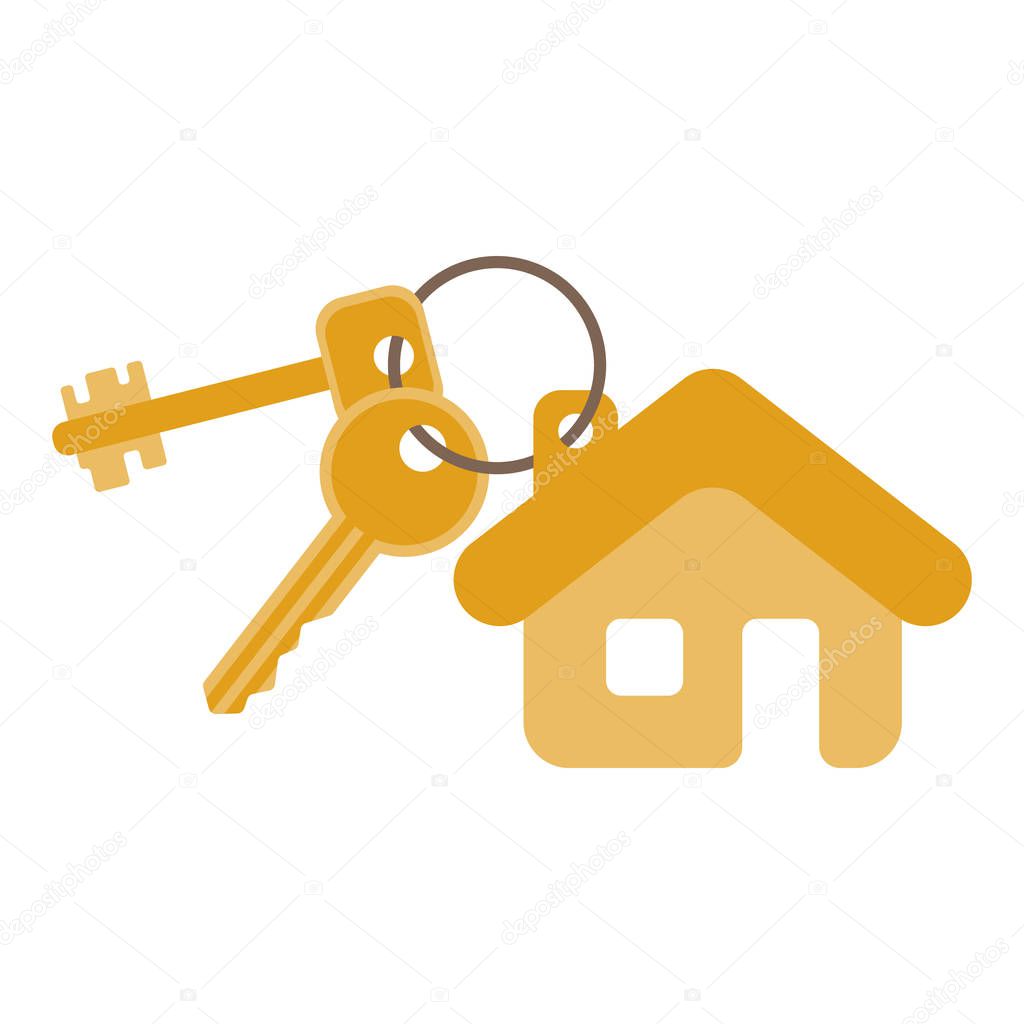 Keys from new house. Mortgage, rent, security concept, vector illustration in flat style.