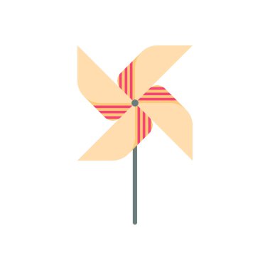 Renkli fırıldak ikonu, rüzgar çarkı, parktaki çocuklar için aktif oyunlar. Vektör illüstrasyonu.