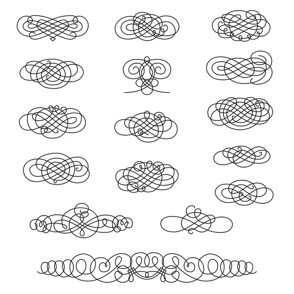 Vector set of calligraphic design elements and page decorations — Stock Vector