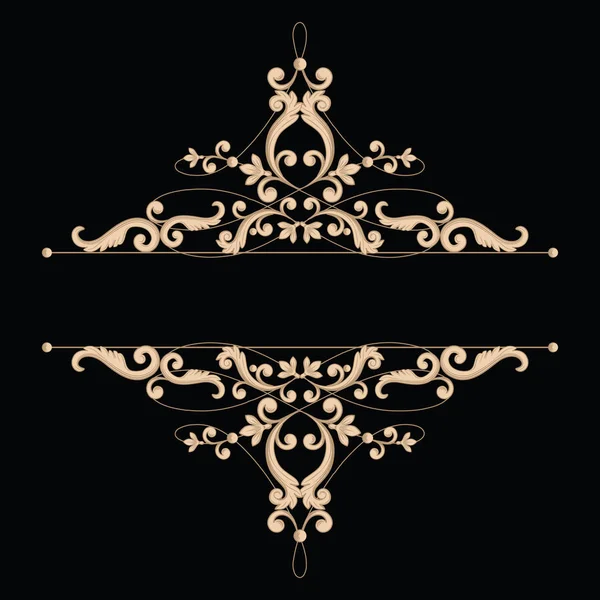 Diviseur ou cadre en style calligraphique rétro isolé sur fond noir . — Image vectorielle