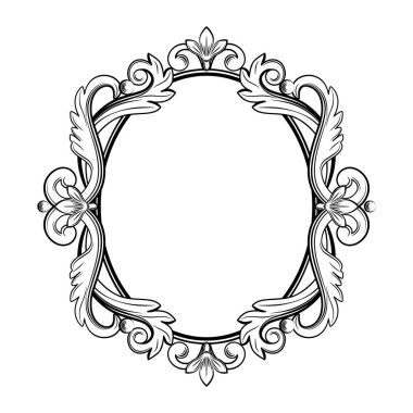 Süs vintage çerçeve. Siyah ve beyaz renklerde vektör çizim