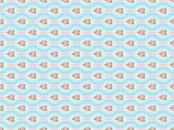 Shabby chic rose seamless pattern on blue background — Stock Photo, Image