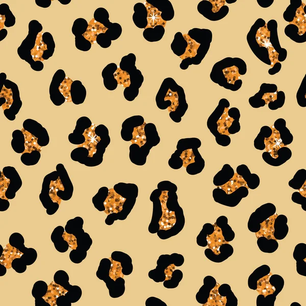 Безшовний фон шкіри леопарда. Векторний тваринний принт з блискітками — стоковий вектор