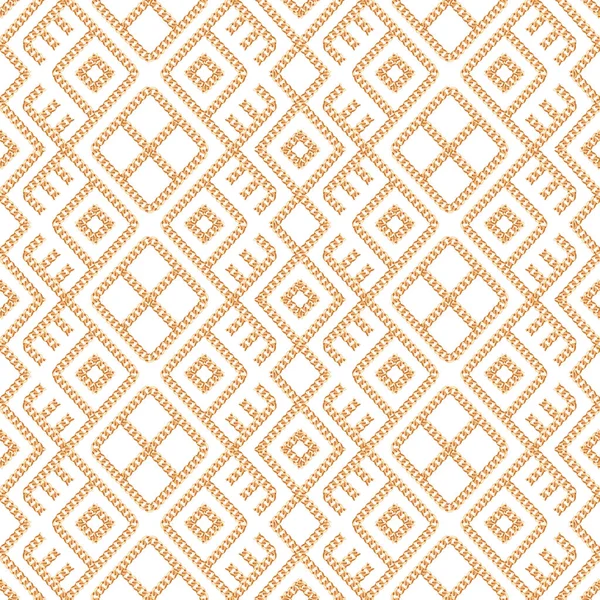 Modèle sans couture de chaîne en or ornement géométrique sur fond blanc. Illustration vectorielle — Image vectorielle