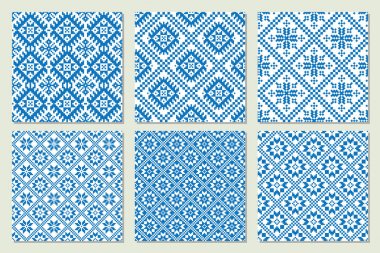 Etnik İskandinav desenleri toplama Vektör illüstrasyon ayarlayın.