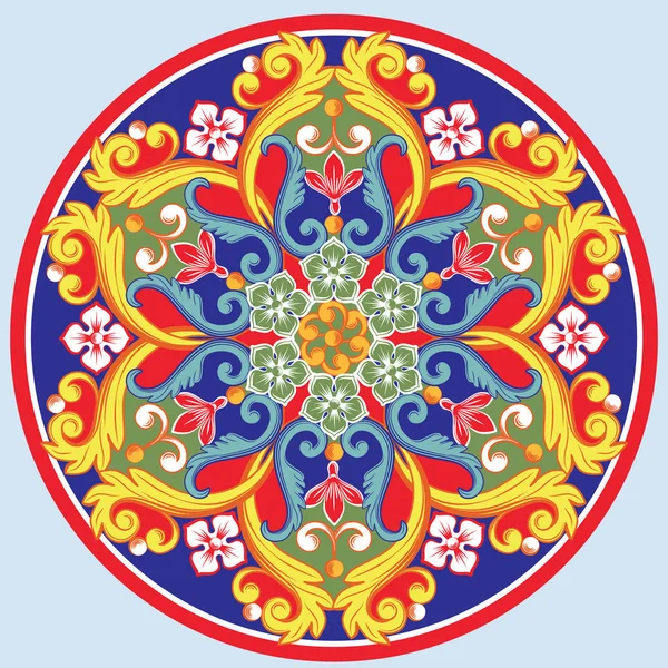 Mandala ornamental redondo étnico colorido. Ilustración vectorial — Vector de stock