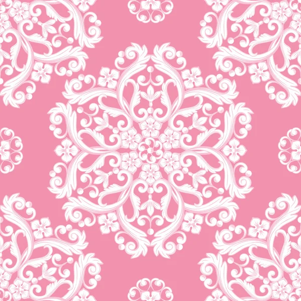Naadloos damast patroon. Roze textuur. Vector illustratie. — Stockvector