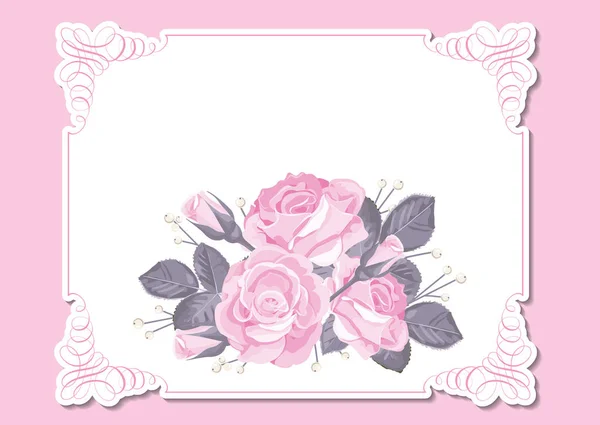 花の結婚式の招待カード テンプレート — ストックベクタ