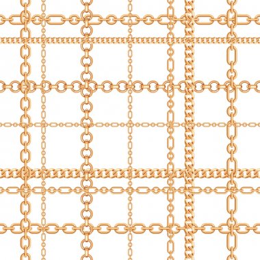 Altın zincirler sorunsuz desen. Vektör çizimi
