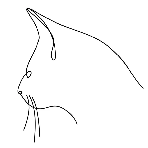 Dibujo continuo de línea. ¡Cat! Ilustración vectorial. En color negro aislado sobre fondo blanco . — Archivo Imágenes Vectoriales