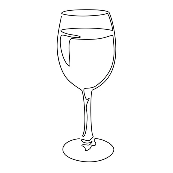 Desenho de linha contínua. Um copo de vinho. Ilustração vetorial . — Vetor de Stock