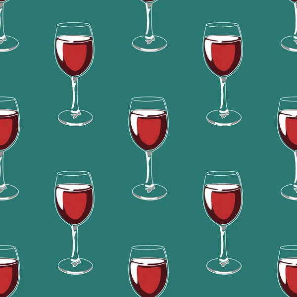Kırmızı şarap kadehleriyle kusursuz bir arka plan. Vektör illüstrasyonu.
