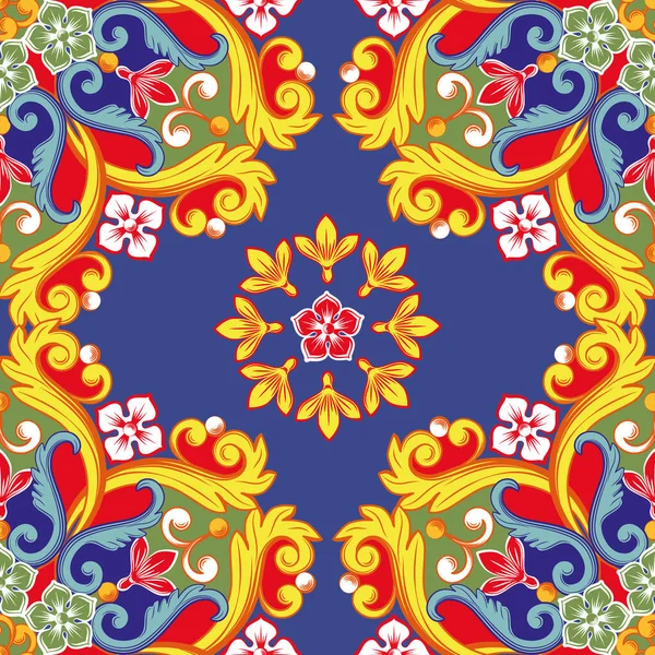 Fondo brillante sin costuras. Mandala ornamental redondo étnico colorido. Patrón de moda. Ilustración vectorial — Archivo Imágenes Vectoriales