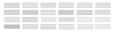 Dalgalar çizgisi. Dalgalı vuruş şekli. Ana hatlı zigzag süsü. İnce çizgili su ve hareket pürüzsüz, eğri paralel çizgiler elementleri. Geometrik dalga vektör deseni.