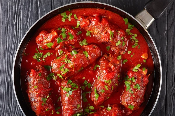 Close Braciole Italiano Frito Rolos Bife Carne Recheado Com Prosciutto — Fotografia de Stock