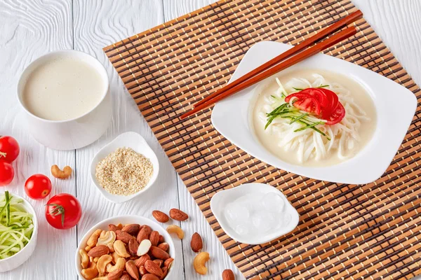 Soy Milk Korean Soup Kongguksu Kong Guksu Rice Noodle Nuts — Stock Photo, Image