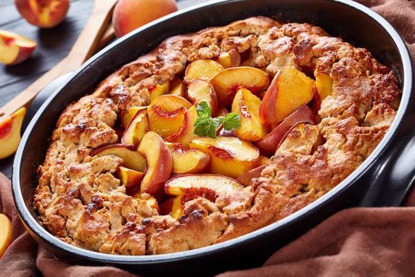 Peach Cobbler Deep Dish Fruit Dessert Good Breakfast Cooked Advance — Stock Photo, Image