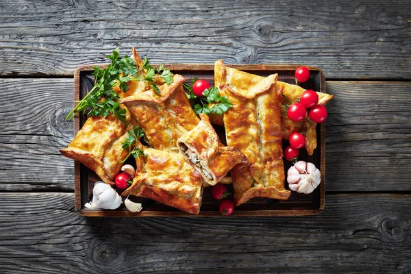 맛있는 닭고기와 호두 충전 퍼프 페이스트리 — 스톡 사진