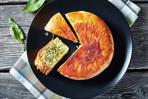 Green Bean spinach and blue cheese pie — Stock Photo, Image