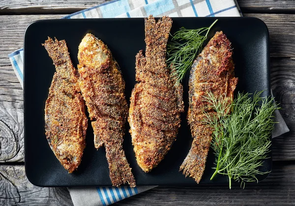 Close-up of fried crispy crucian carps — Stock Image Close-up of fried crispy crucian carps Stock Picture