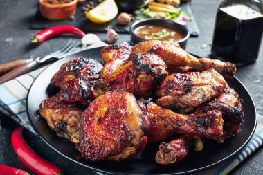 close-up of hot Grilled Jamaican Jerk Chicken clipart