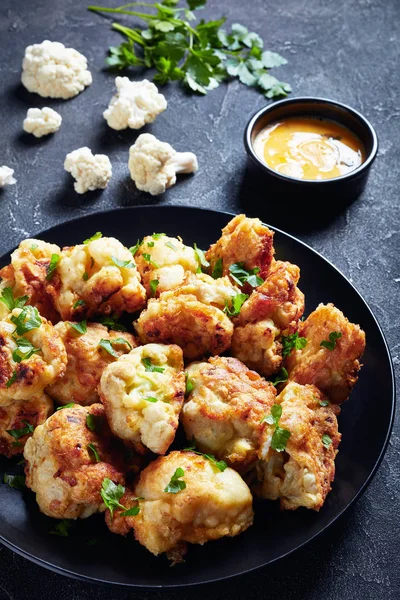 Cauliflower florets fried in batter, top view — Stock Photo, Image