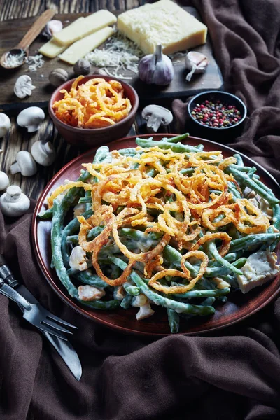 stock image classic creamy Green Bean Casserole, top view