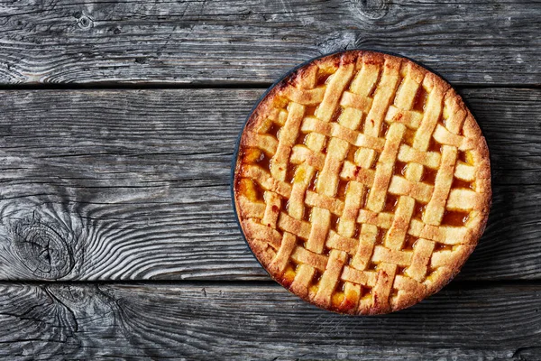 Tarte Courte Abricot Sucrée Avec Une Croûte Tarte Treillis Garniture — Photo