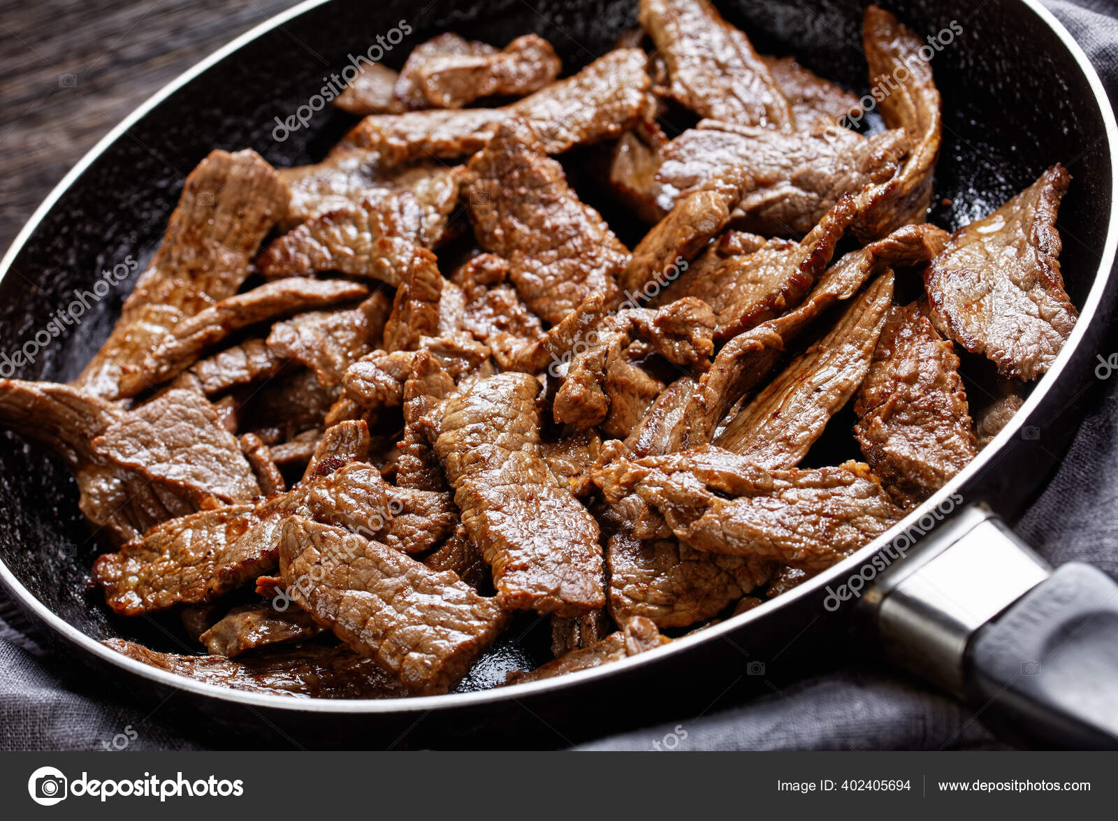 Filete Ternera Ribeye Frito Tierno Jugoso Cortado Tiras Filete Minuto ...