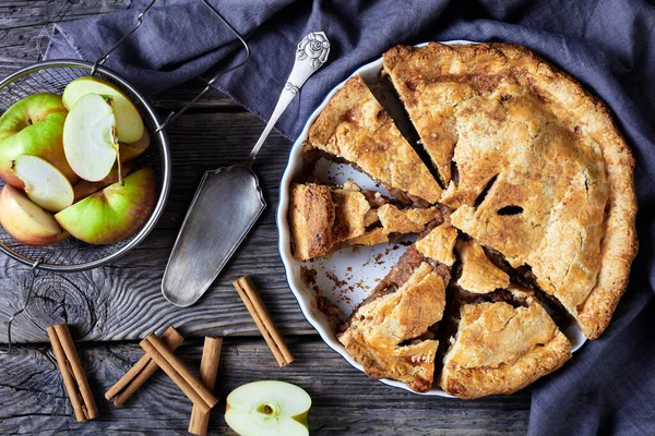 Dessert Automne Américain Classique Tarte Aux Pommes Avec Cannelle Sucre — Photo