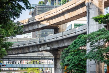 Beton inşaat manzarası tren yolu Bangkok, Tayland