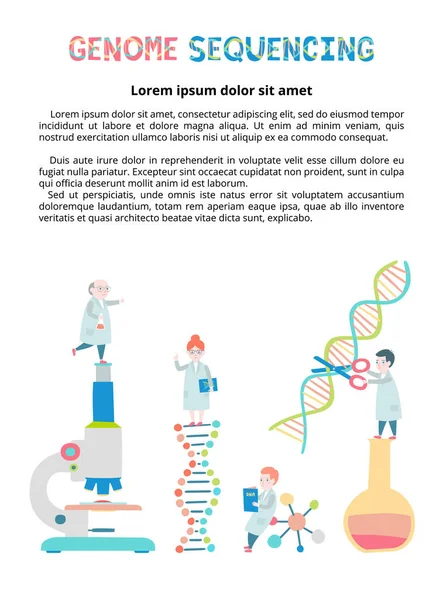 Les Scientifiques Prêts Pour Article Magazine Molécule Hélice Adn Génome — Image vectorielle