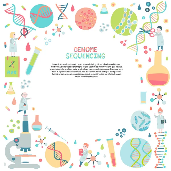 Éléments Séquenceurs Génomiques Avec Cercle — Image vectorielle