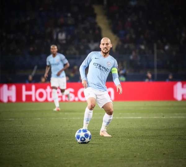 Charkiv Ukraina Okt 2018 David Silva Manchester City Uefa Champions — Stockfoto