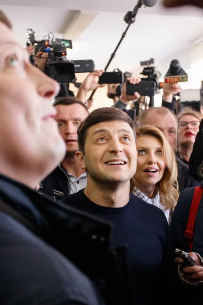 Kiev Ukraina Mars 2019 Presidentkandidaten Volodymyr Zelensky Efter Hans Rösta — Stockfoto