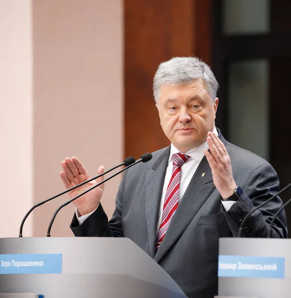 Kiev Ukraina Apr 2019 Ukrainas President Petro Poroshenko Besök Nsc — Stockfoto